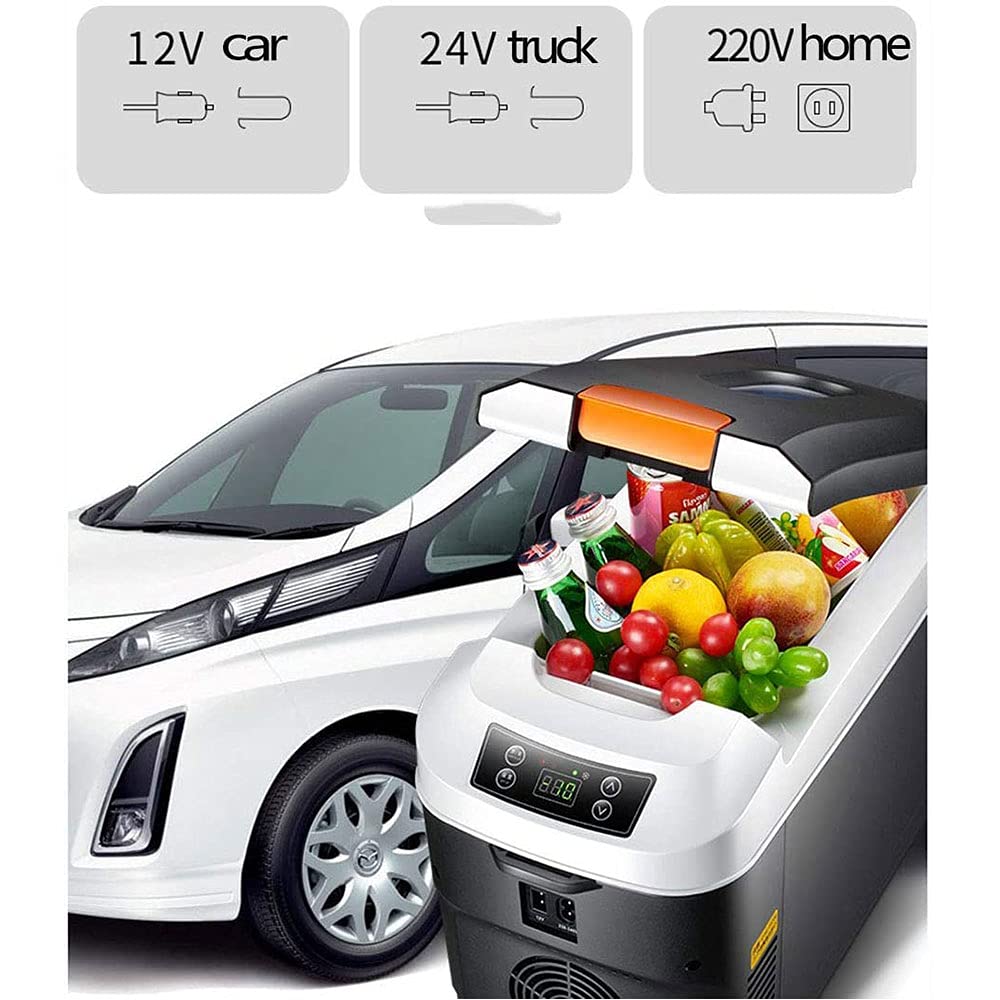 Elektryczna chłodziarka do samochodu, 11 l, 25 l, 35 l, przenośna, termoelektryczna lodówka z 12 V/24 V/220 V, chłodząca lodówka z kompresorem elektrycznym, na zewnątrz, na kemping, podróż, kompaktowa i energooszczędna.