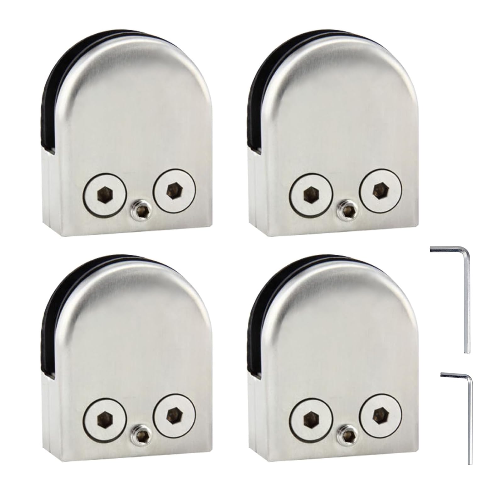 Discoball Silver Glass Clamps 4 Pcs 8-10Mm Stainless Steel 304 Glass Clips Adjustable Glass Bracket Flat Back For Balustrade Staircase Handrail