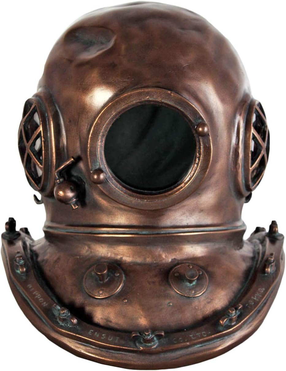 Imports 16 Inch Bronze Diving Helmet Old Antique Large Sculpture