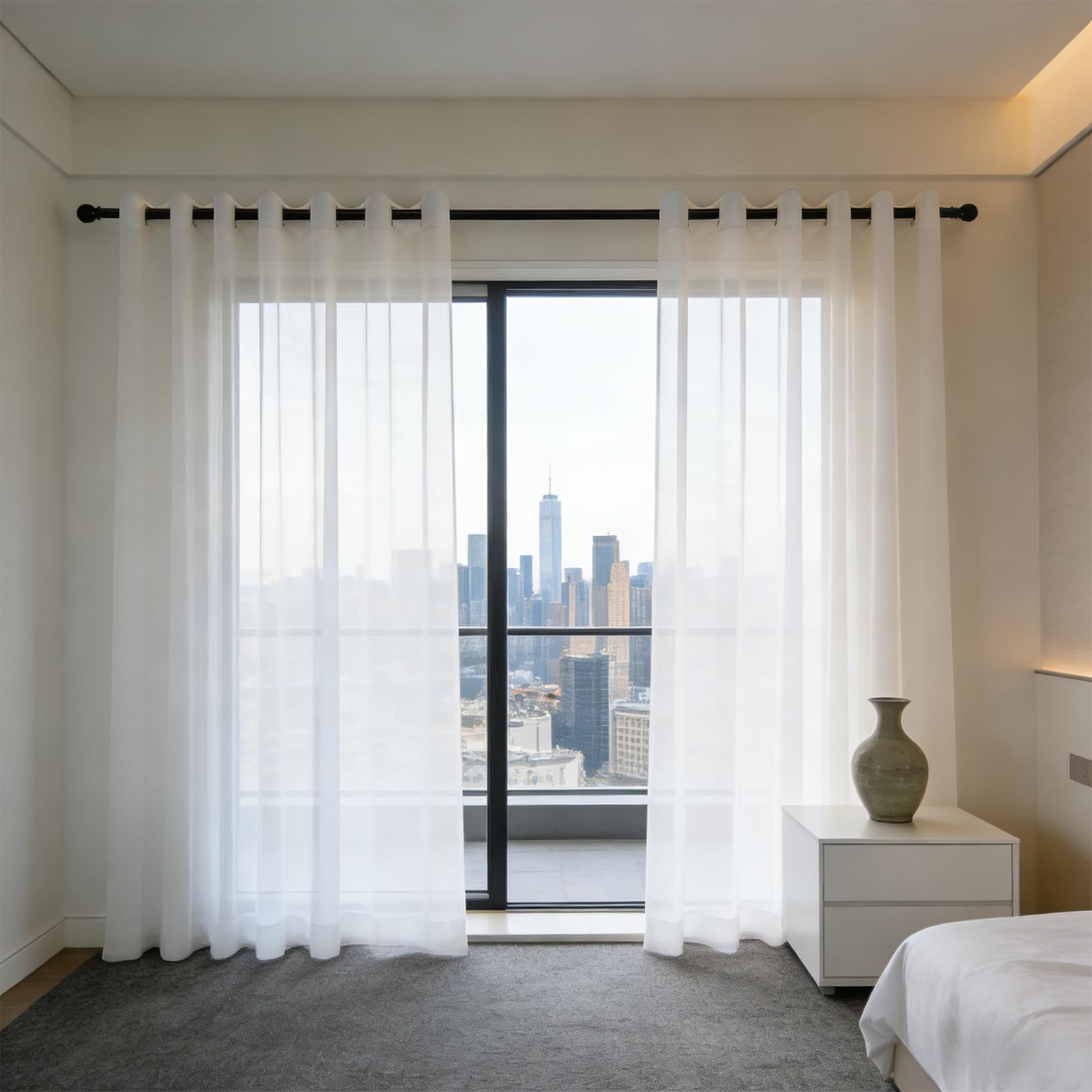 Voilage moderne effet lin semi-transparent haut de gamme