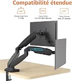 Amazon Basics Support à deux bras réglables à ressort à gaz pour écrans, peut accueillir des écrans allant jusqu’à 27" (68.6 cm), Noir - 3
