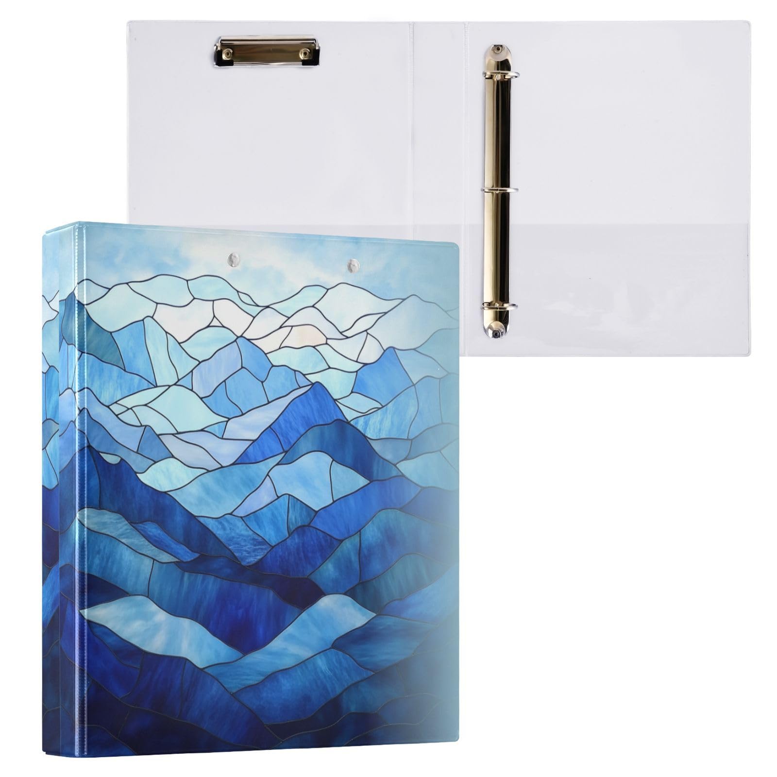 Raccoglitori scolastici da 1 e 1/2 pollice in vetro colorato blu onde oceano