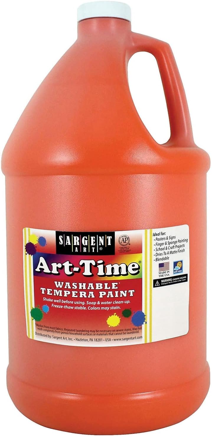 Sargent Art Art-Time Washable Tempera Paint 128 Oz Orange Color, Arts & Crafts Supplies for Home or School