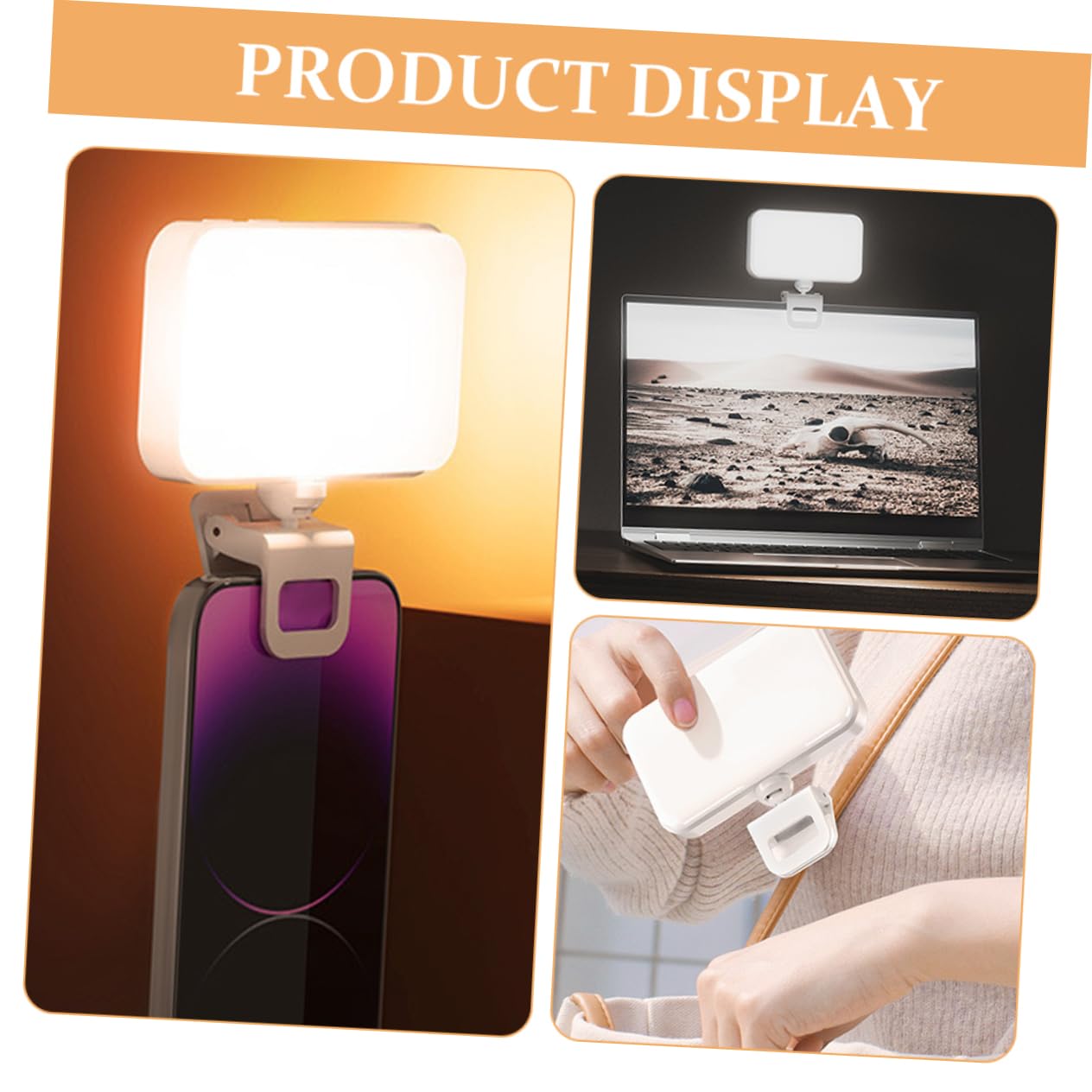 Balacoo Rechargeable Phone Light Clip 3 Warm/Cool Light Modes 5 Brightness Levels for Streaming Photography