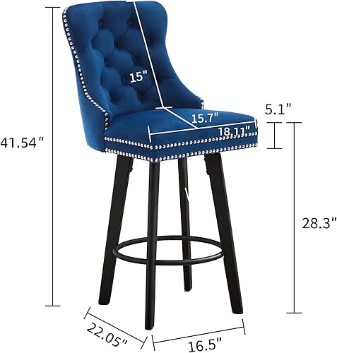 Miniatura 2 de Taburetes de bar giratorios modernos con anillo de metal, reposapiés resistente y respaldo grande para isla de cocina, bistró, bar en casa, juego de