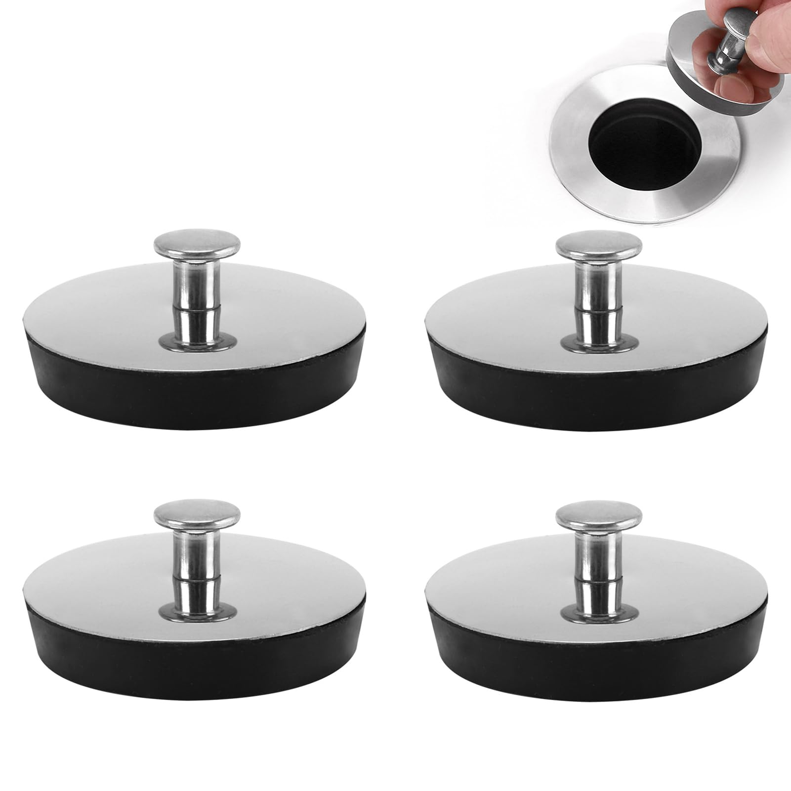 Rubber Sink Plug Drain Stoppers, 4 Pack 35mm Universal Bath Plug Replacement Caravan Silicone Drain Stopper for Wash Basin Bathtub Bathroom Laundries kitchen Suitable for 33-37mm Drain Hole