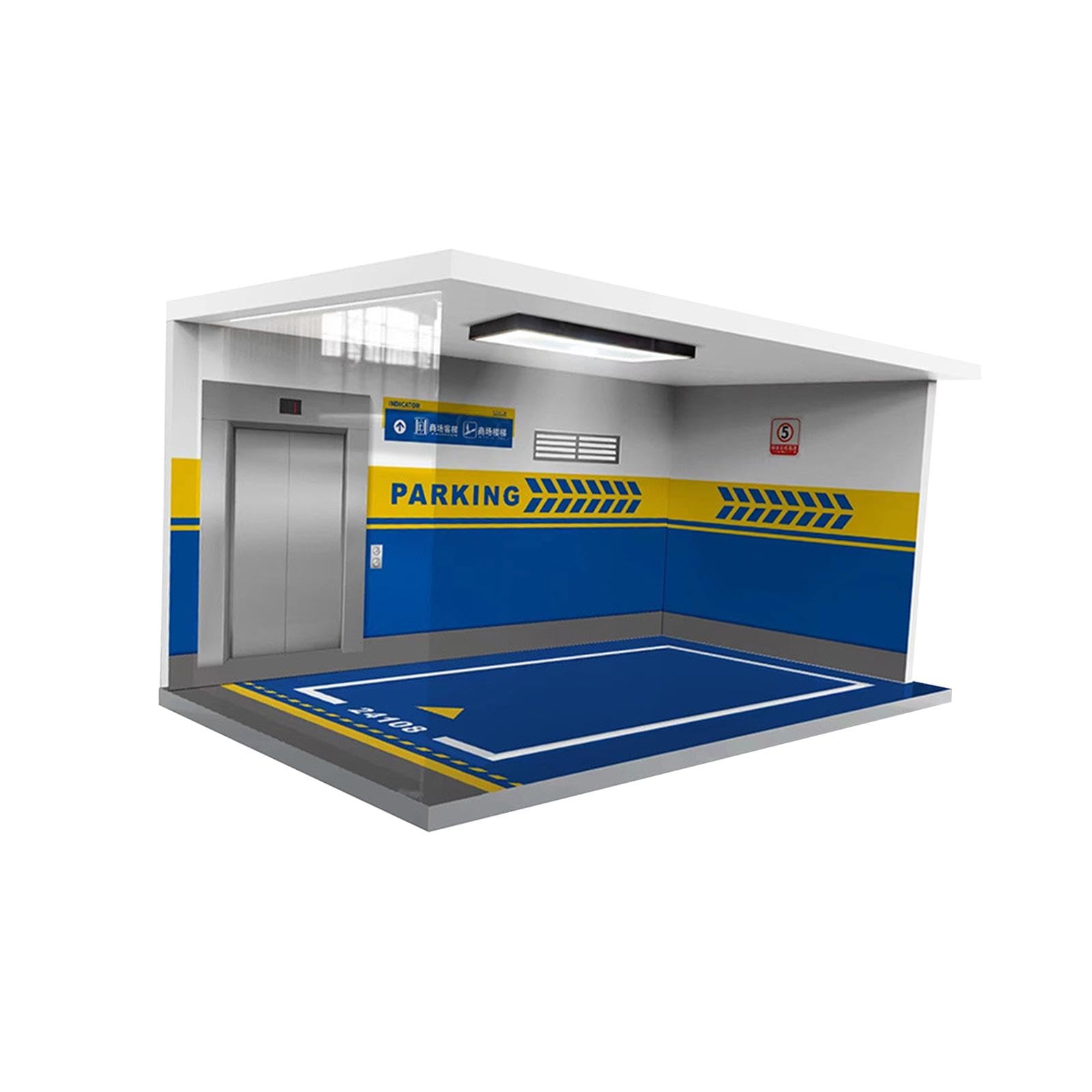 MagiDeal Vitrine de voiture, modèles à échelle 1/18, Simulation de Garage, Parking avec lumières, jouet de scène de véhicule en acrylique, bleu