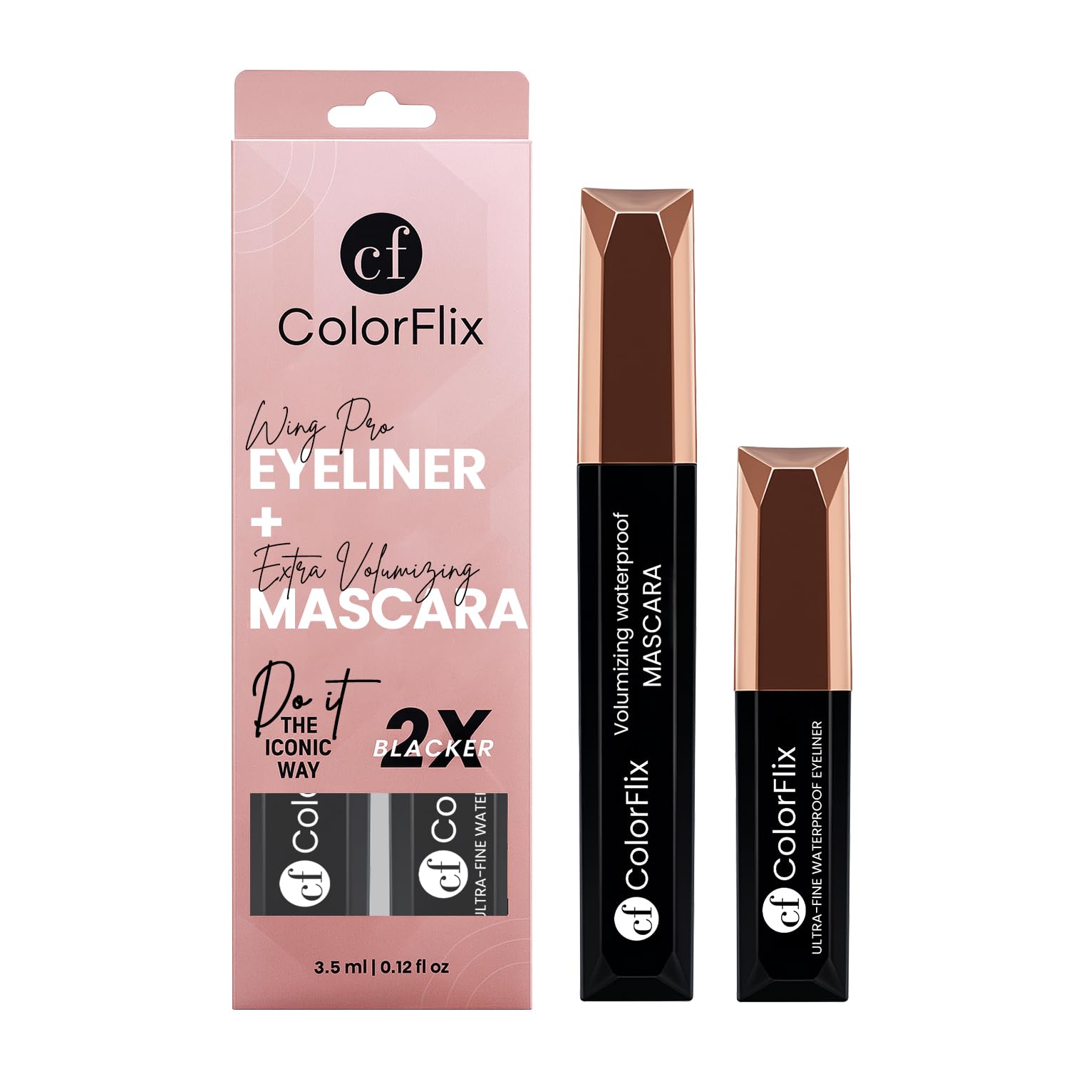 Eyeliner & Mascara Combo,Ultra-Fine Waterproof Eyeliner + Volumizing Waterproof Mascara,2X Blacker, Smudge-Proof, Long-Lasting Eye Makeup Duo-image-27