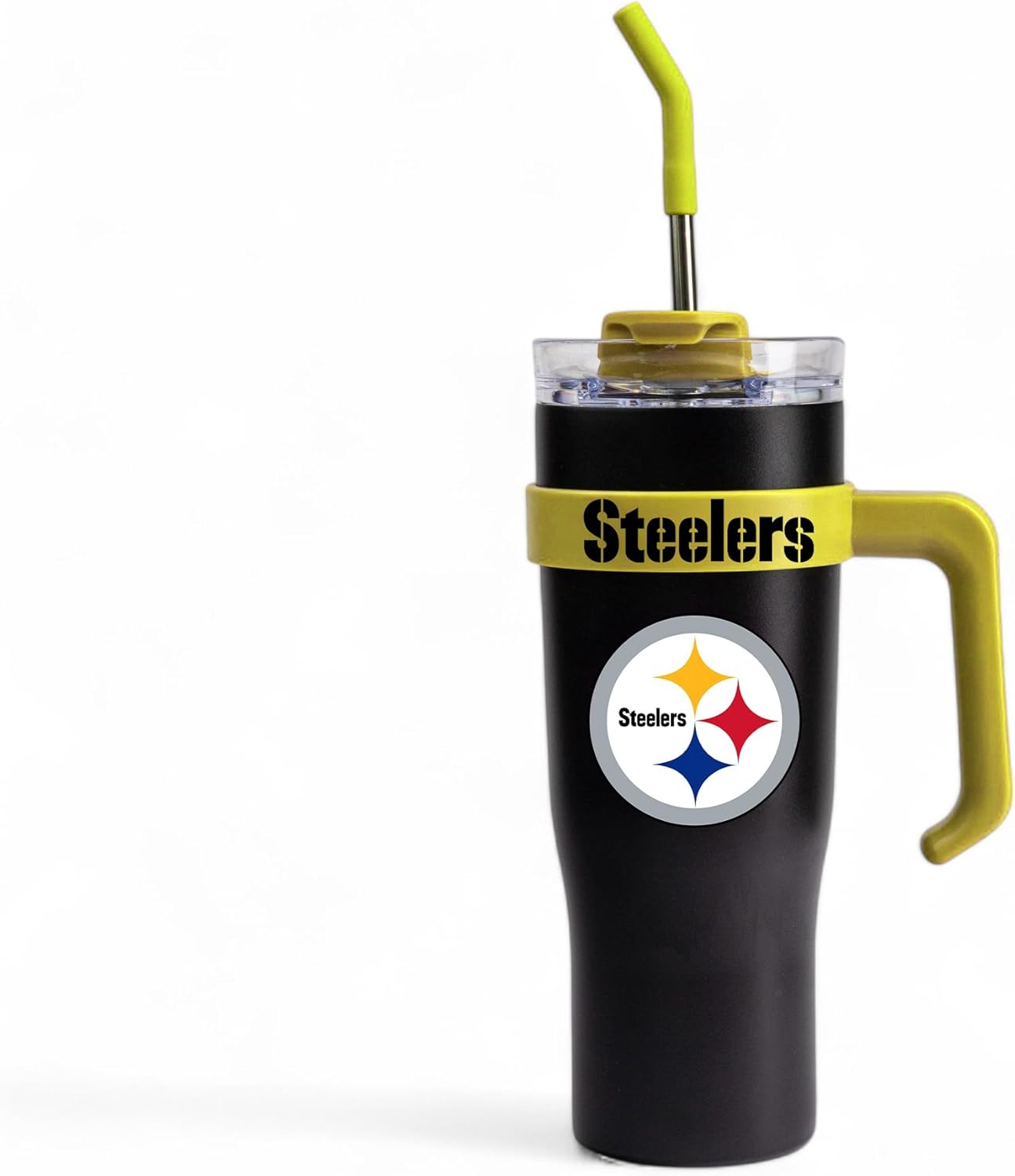 The Memory Company Officially Licensed NFL 40oz Slim Tumbler - Double-Wall Insulated Stainless Steel Travel Mug, Leak-Proof Design With Straw, Team Color Game Day Cup for Hot & Cold Beverages