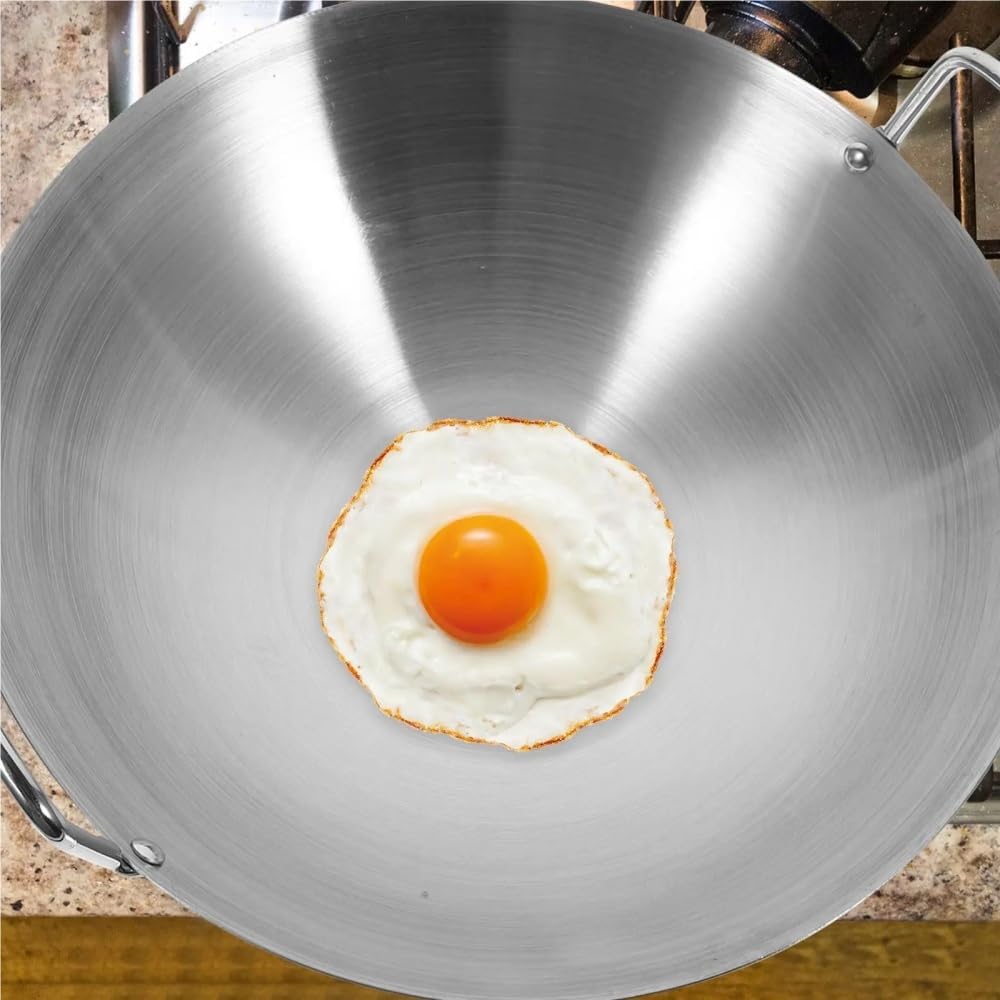Stainless Steel Silver Household Grilling Pan Round Bottom Silver Household Grilling Pan Large Fry Pan Large Capacity Saute Pan(28x28cm)