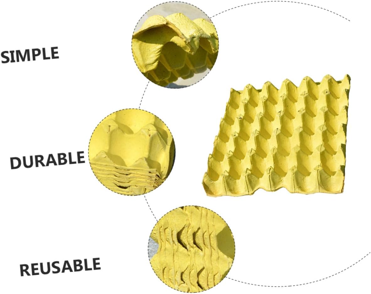 10pcs DIY Yellow Paper Pulp Egg Storage Trays 30-egg Capacity Kitchen Egg Holder Containers for Refrigerator Fresh Organizer Rack