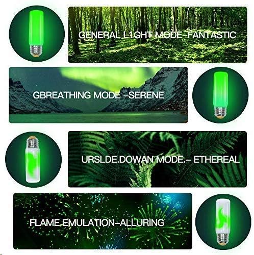 OMK Sunlight Forest - Green LED Christmas Flame Light Bulb Decorations - E26 E27 4 Modes with Upside Down Effect Simulated Atmosphere Lighting for Indoor Outdoor Holiday Party Gifts