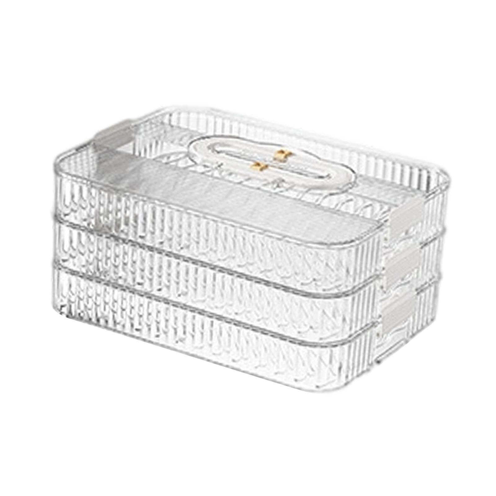 Dumplings Organizer Stackable Food Storage Container for Meat Noodles Snacks 3 Layer