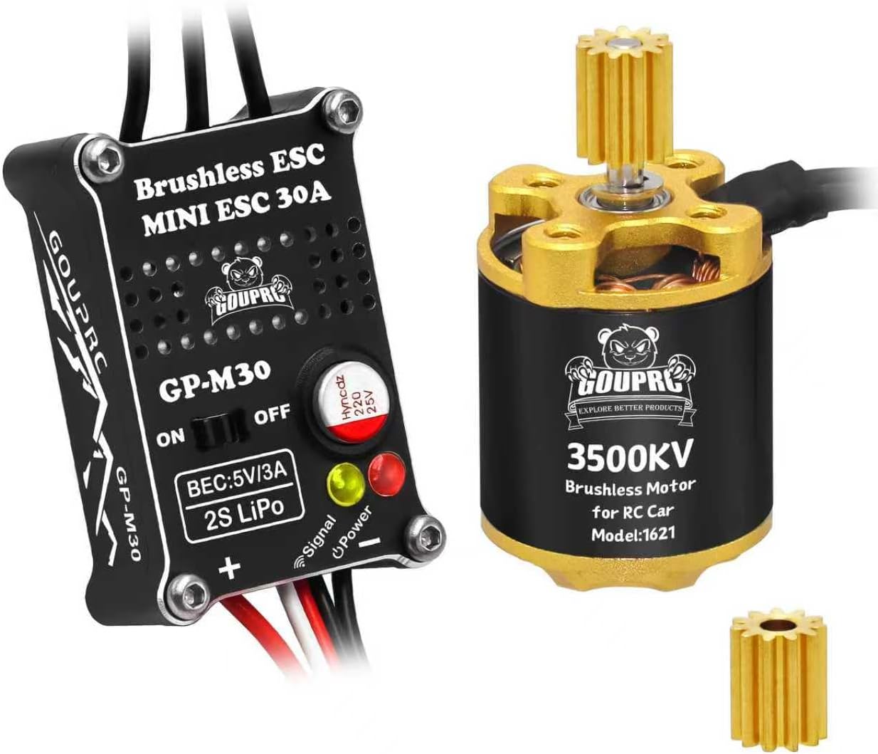GOUPRC Upgrade 30A Brushless ESC & 3500KV Outrunner Brushless Motor for 1/18 TRX4M/ Ascent-18 Redcat RC Crawler Car Buggy Trcuck