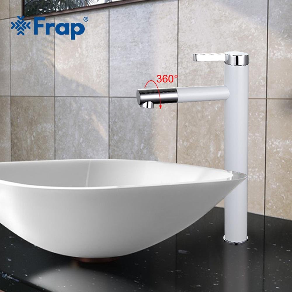 HomeloyeHigh White Spray Painting Basin Taps Bathrooms Crane Torneira with Aerator 360 Free Rotating F1052-15