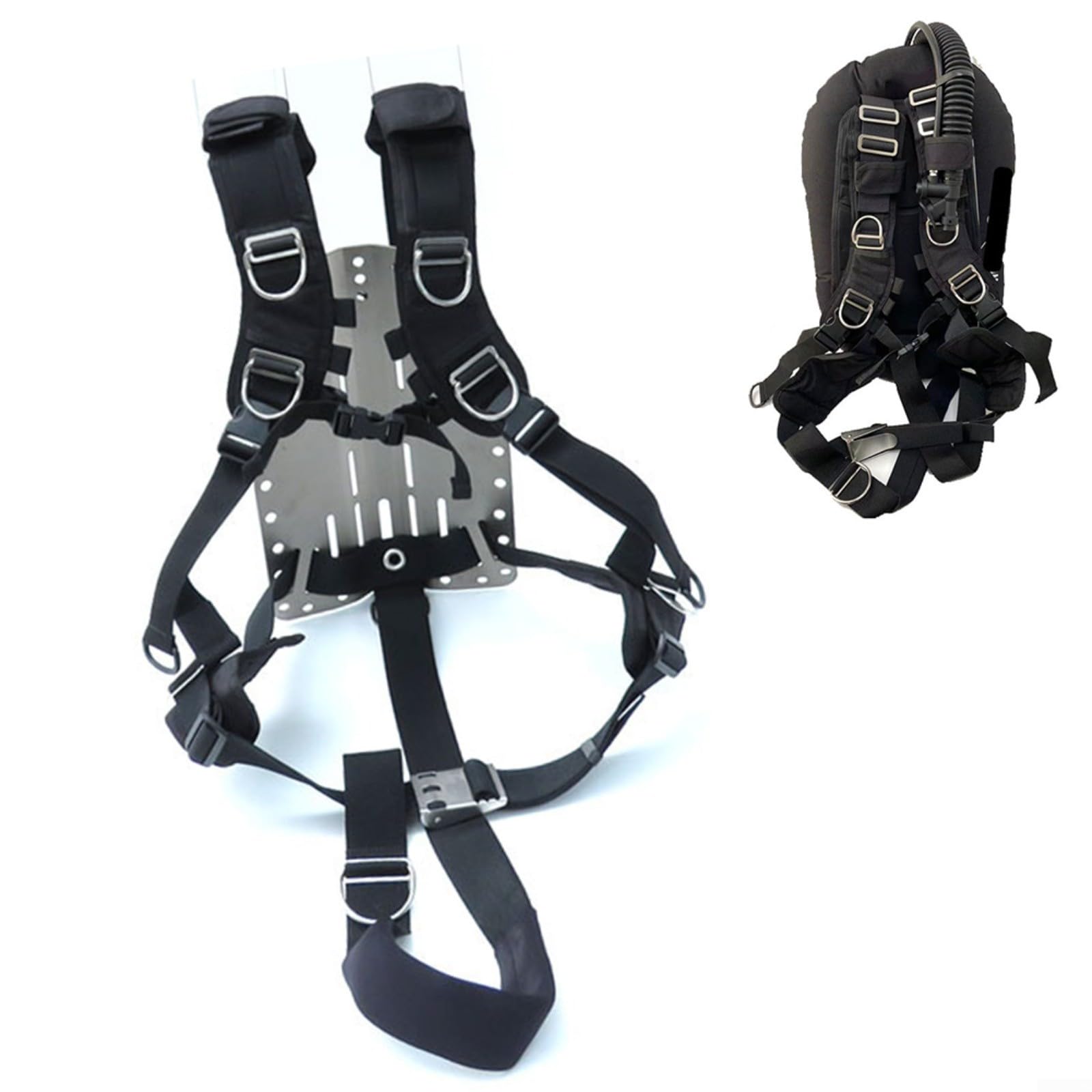 EffiFish Scuba Diving Backplate Harness SystemSet With Neoprene Shoulder Pad And Stainless Steel Buckles For BCD Backplate Accessories