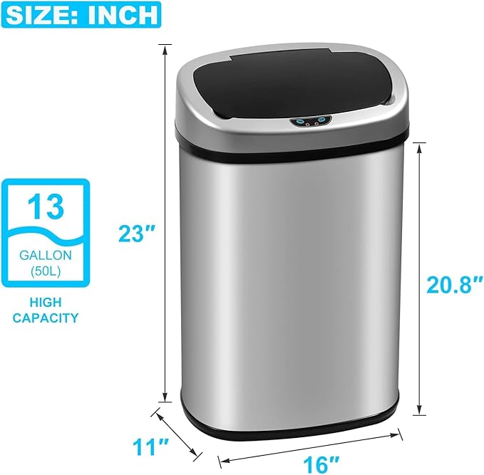 Cubo de Basura Automático 50L Acero Inoxidable con Sensor miniatura 3