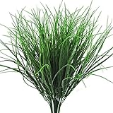 4 Pcs Artificial Plants Outdoor Flowers Faux Plastic Wheat Grass UV Resistant Greenery Shrubs Bushes...