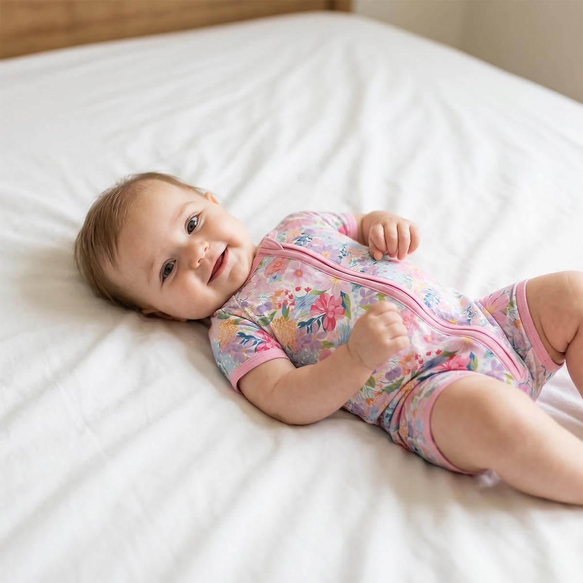 Weiwei Unisex Baby Boys & Girls Romper Short Sleeve Infant Sleepers Romper Soft Viscose from Bamboo Pajamas Toddler 0-24M