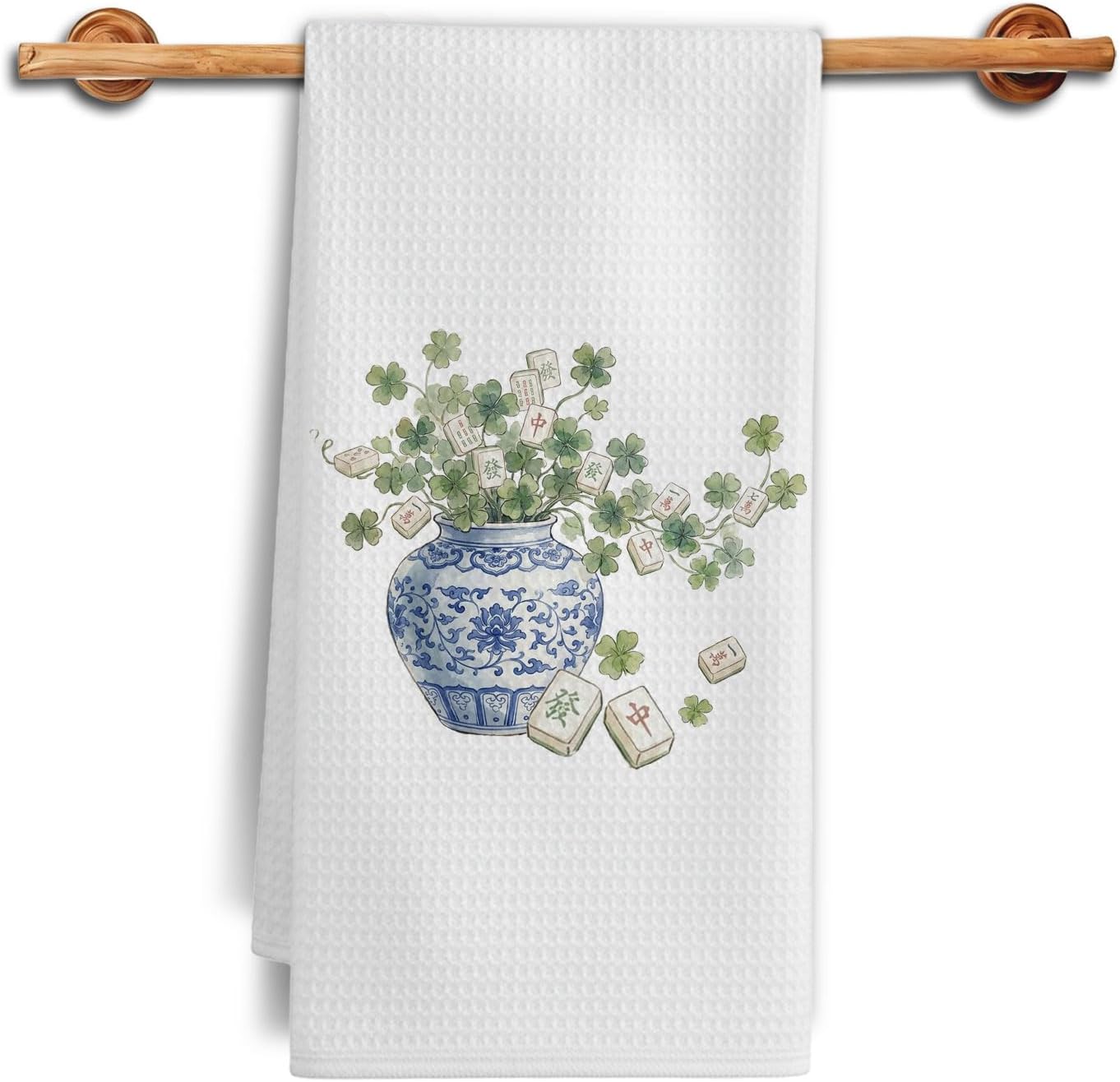 Floral Mahjong Kitchen Towels, Gifts for Mahjong Lovers Players Dish Tea Towels, My Kind of Flowers Mah Jong Decorative Hand Towels for Kitchen Bathroom, 16x24 Inch
