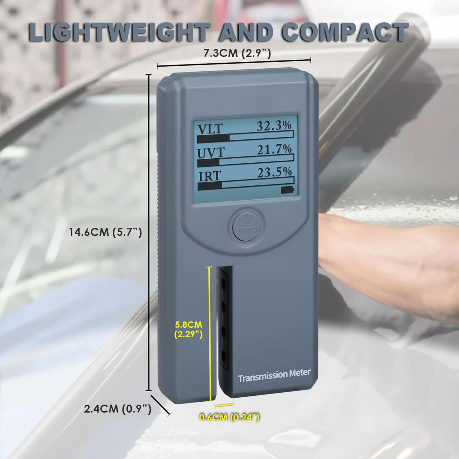 Misuratore Portatile di Oscuramento Vetri, Tester per Oscuramento Vetri, Calibrazione/Rotazione Automatica, Misurazione della Trasmittanza E del Rifiuto VL/UV/IR dei Vetri, Pellicola Solare