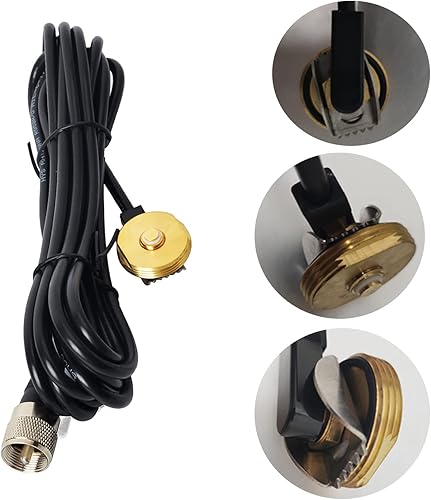 Miniatura 4 de HYS Antena de acero Stainlees de banda ancha Amateur Base NMO sintonizable de 118 a 940 MHz con montaje de orificio de 3/8 "a 3/4" con soporte NMO