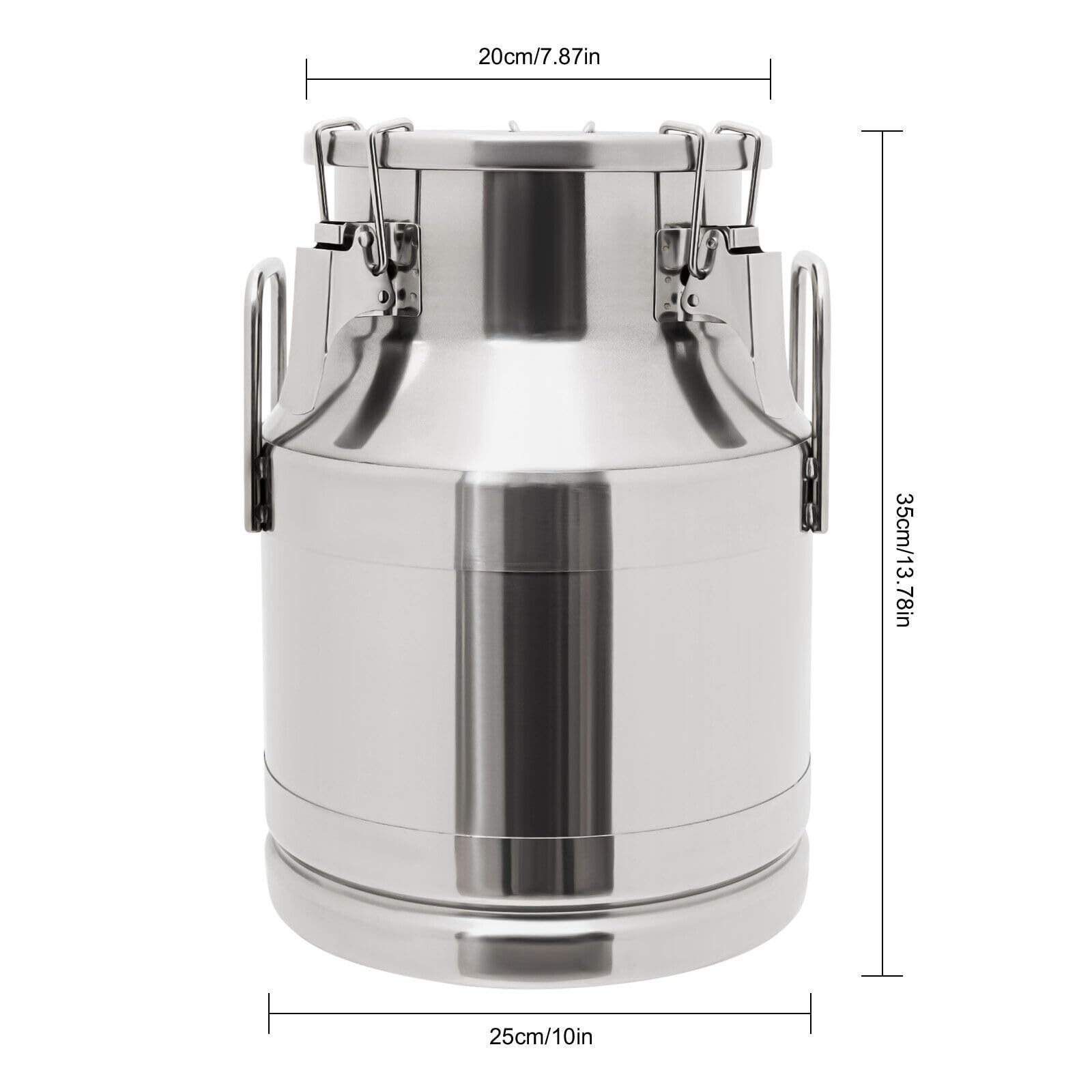 Contenitore per latte in polvere, 10 l/2,64 Gallon, con coperchio di chiusura, utilizzabile con una sola mano, in acciaio inox