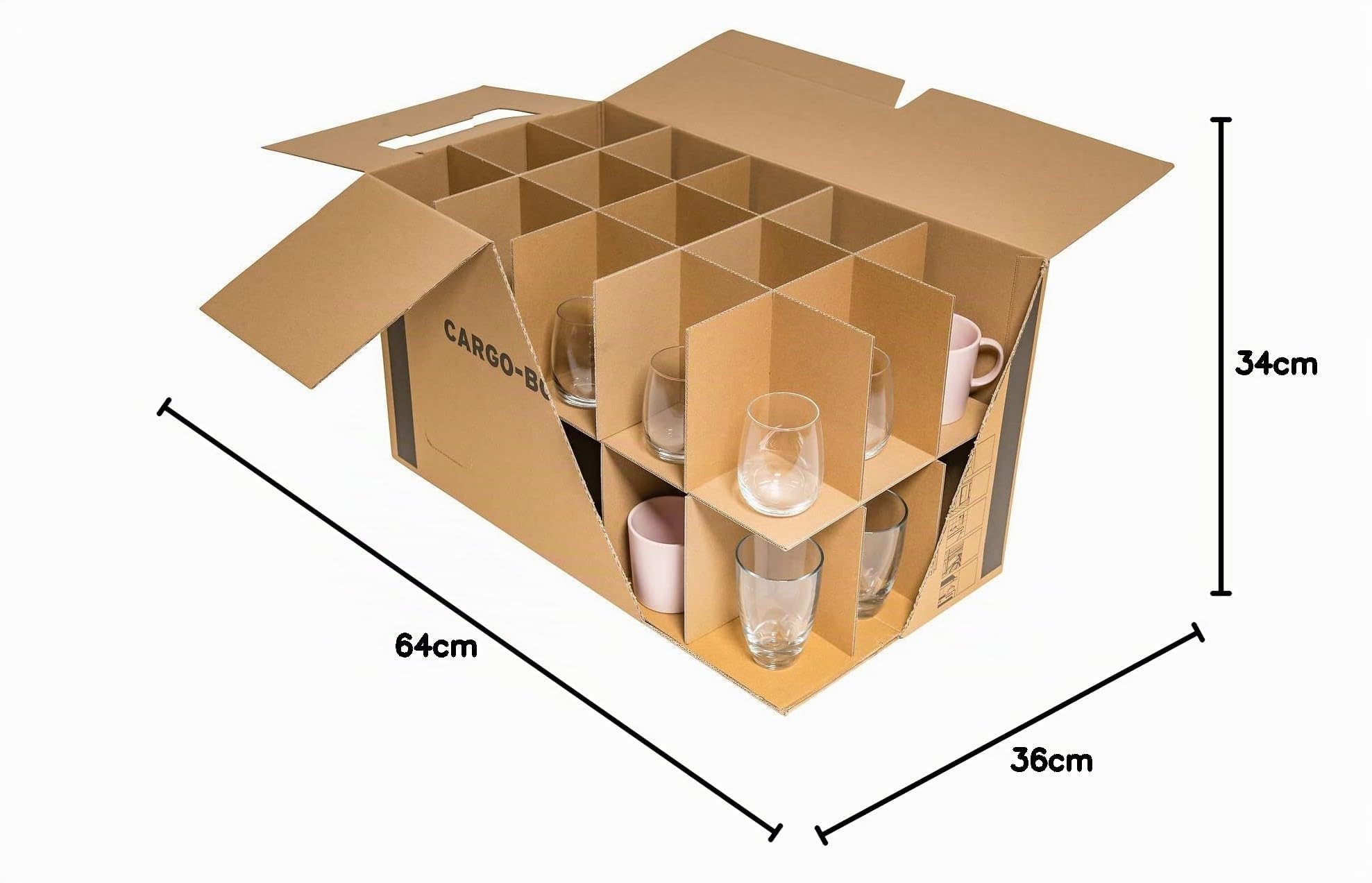 karton-billiger - 10 cajas para vasos, tazas y botellas - 15-30 compartimentos