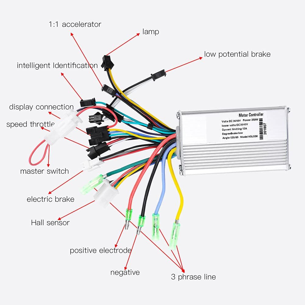Motor Speed Brush Controller, 24V/36V and 36V/48V, 250W/350W, with LCD Display Panel for Electric Scooter