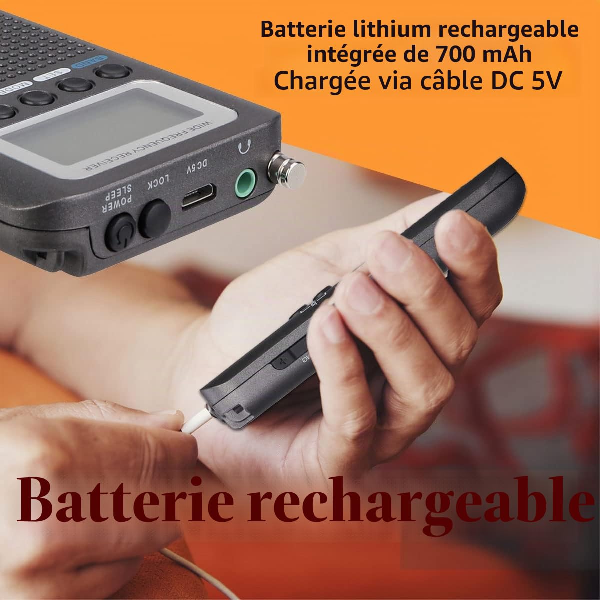 Retekess TR105 Récepteur à Ondes Courtes, Radio Portable Récepteur de Bande d'avion, FM AM SW CB AIR de Syntonisation Numérique avec Fonction Minuterie et Horloge,LCD,Cadeau(Gris)