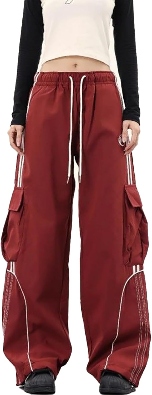 Casual Loose Cargo Sport Pants Unisex High Rise Straight Wide-Leg Goth Pants Hip-hop Street Style Harajuku Clothing