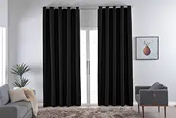 Cortina Blackout Térmica Vários Tamanhos com Ilhós Cromado | Anti Luz e Frio | Tecido Grosso para Quarto e Sala | Decoração Sofisticada e Funcional (Preto, 4,00m x 2,80m)