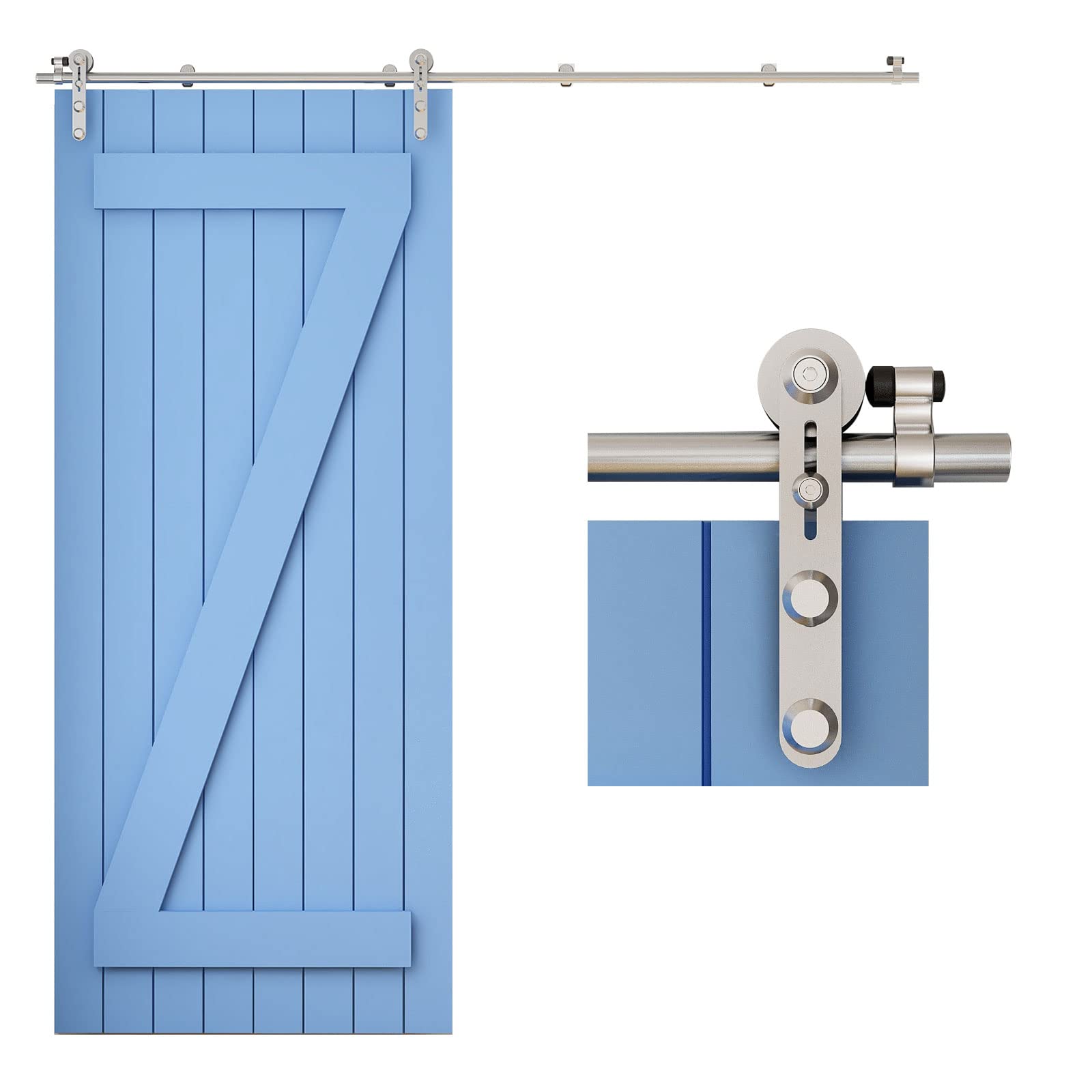 TSMST 6FT Sliding Barn Door Hardware Kit, Top Mount Stainless Steel Heavy Duty Sturdy Barn Door Track for Single Wood Door, Slide Smoothly Quietly (T Style) — Amazon image 18