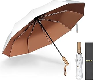 Umbrella, Umbrellas for rain Travel umbrella compact portable umbrella, Wrindproof Quick-dry Strong automatic folding white umbrella