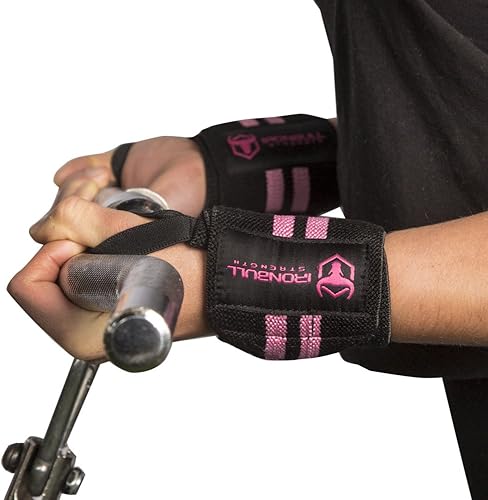 Miniatura 8 de Muñequeras para Mujeres con Presillas para el Pulgar - 12" Grado Profesional - Soporte y Compresión de Muñeca para Entrenamiento Cruzado