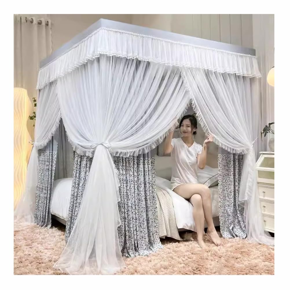 GJMSSMY 2-in-1 luxury bed canopy mosquito net, Windproof|dustproof|shading bed curtains, princess room bedroom decoration (Color : 12-B, Size : 200X220cm/79X87inch)
