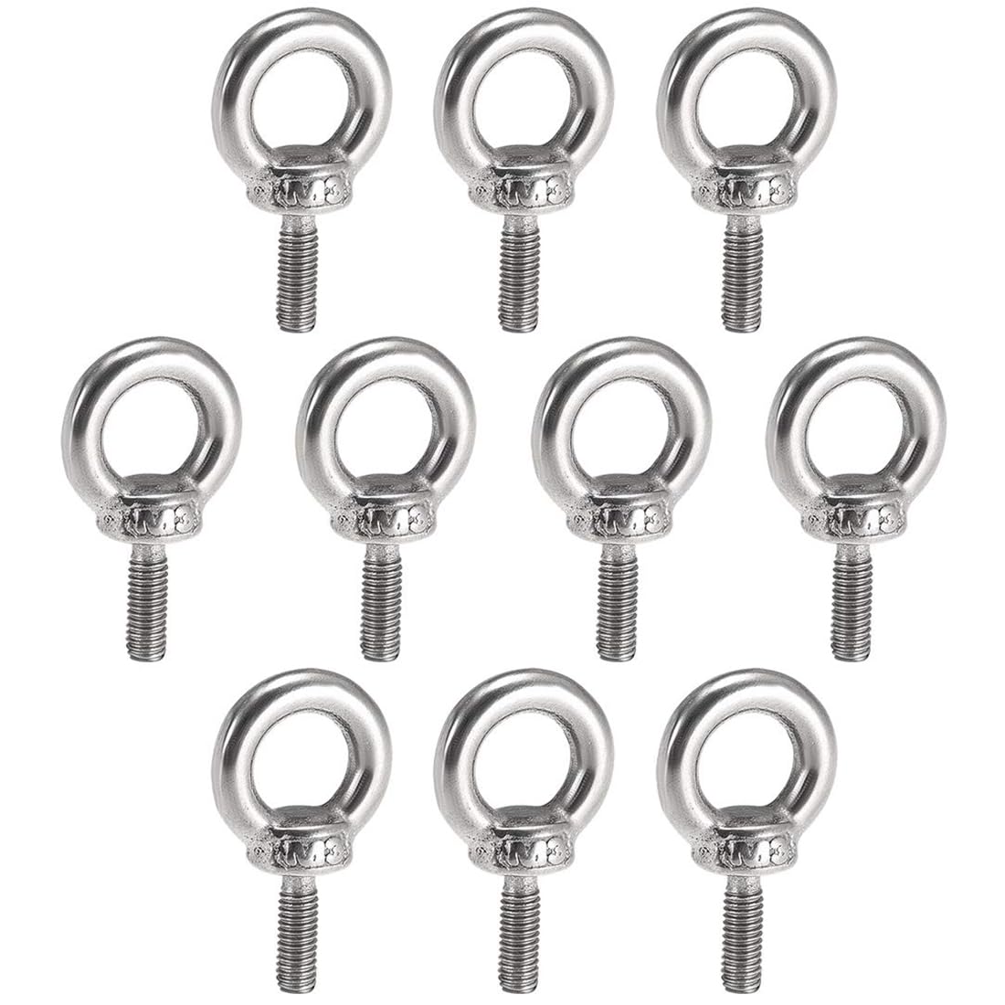 TA-VIGOR 10Pcs M3 x 9mm Lifting Long Eye Bolt, 304 Stainless Steel Wall Expansion Anchor Bolts