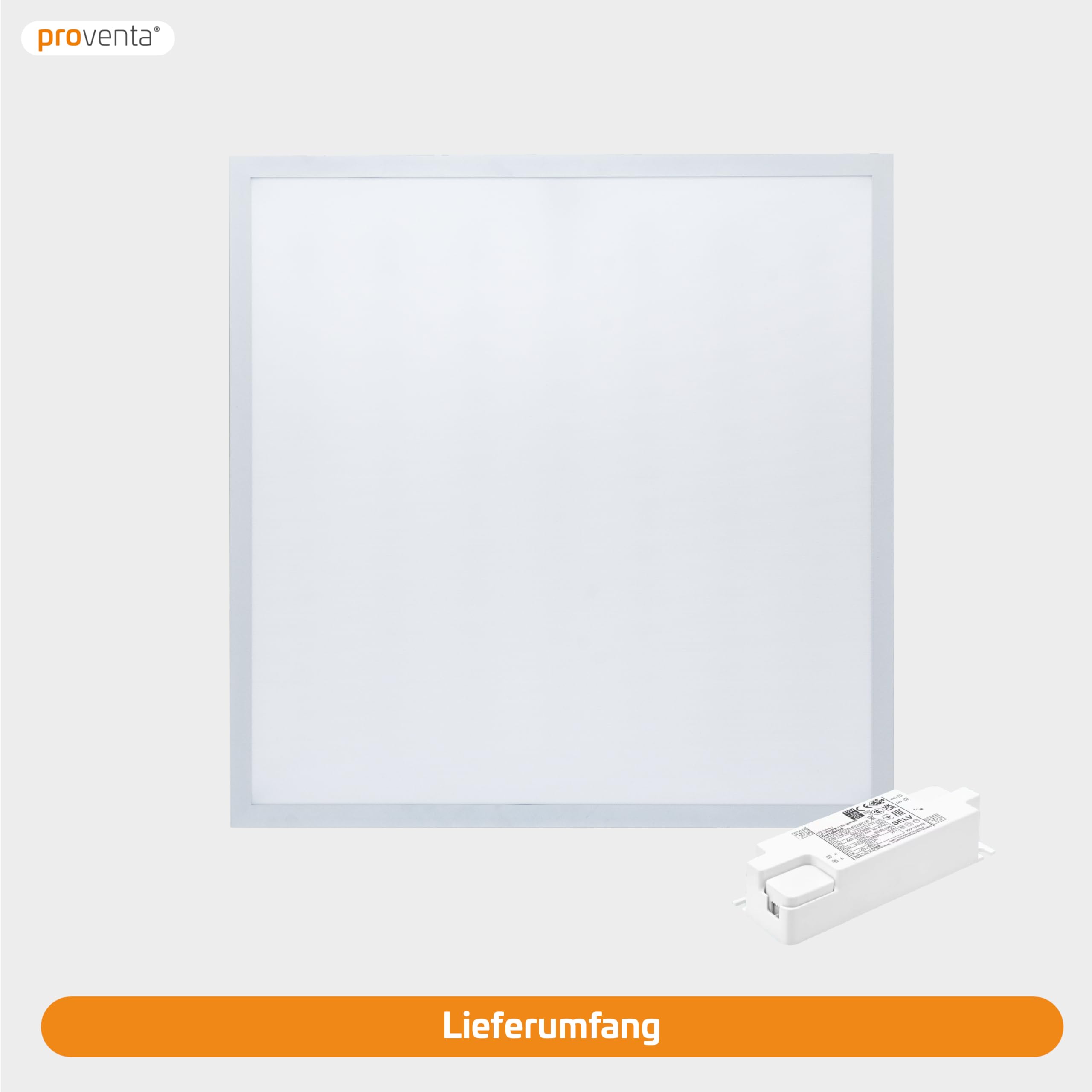 Proventa 30W LED Panel 62x62 cm (5er Set) – UGR<19 BAP-konform & 4.500 Lumen (150lm/W) – Marken-Netzteil & 100.000h – Flimmerfreie Rasterleuchte Neutralweiß 4000K