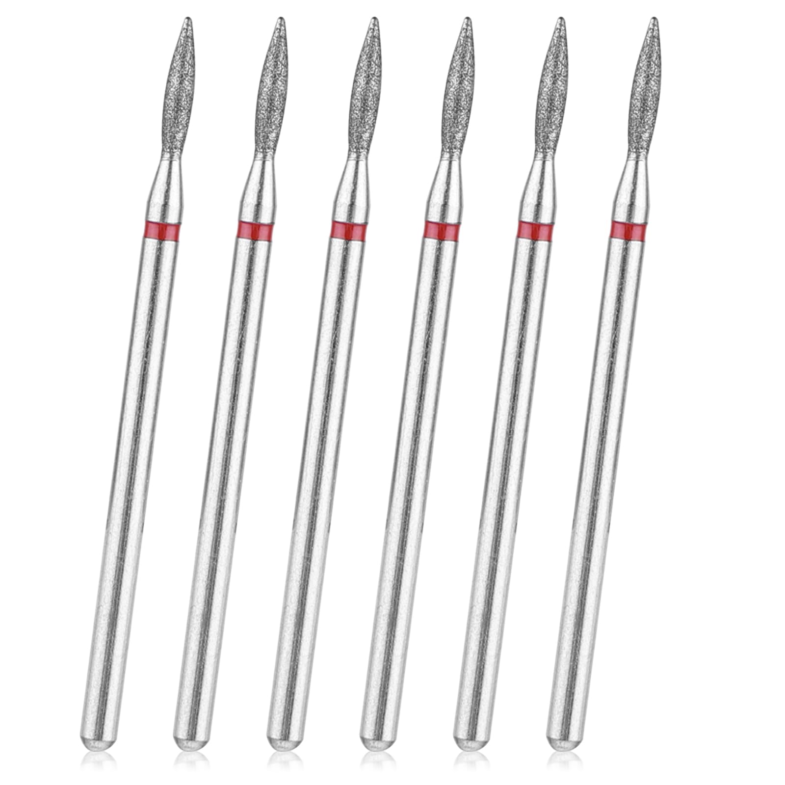 6pcs Cuticle Drill Bit, Diamond Nail Drill Bits Set with Case, Professional Manicure Tools 3/32" Flame Cuticle Clean Nail Carbide Bits for Home Salon