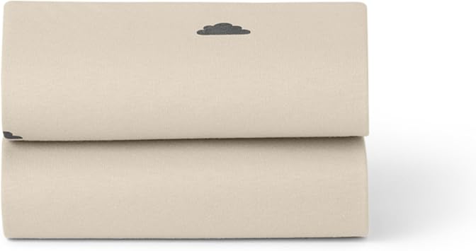 Snuz SnuzPod Fitted Bassinet Sheets, 100% Cotton, 2 Pack, Sand/Cloud