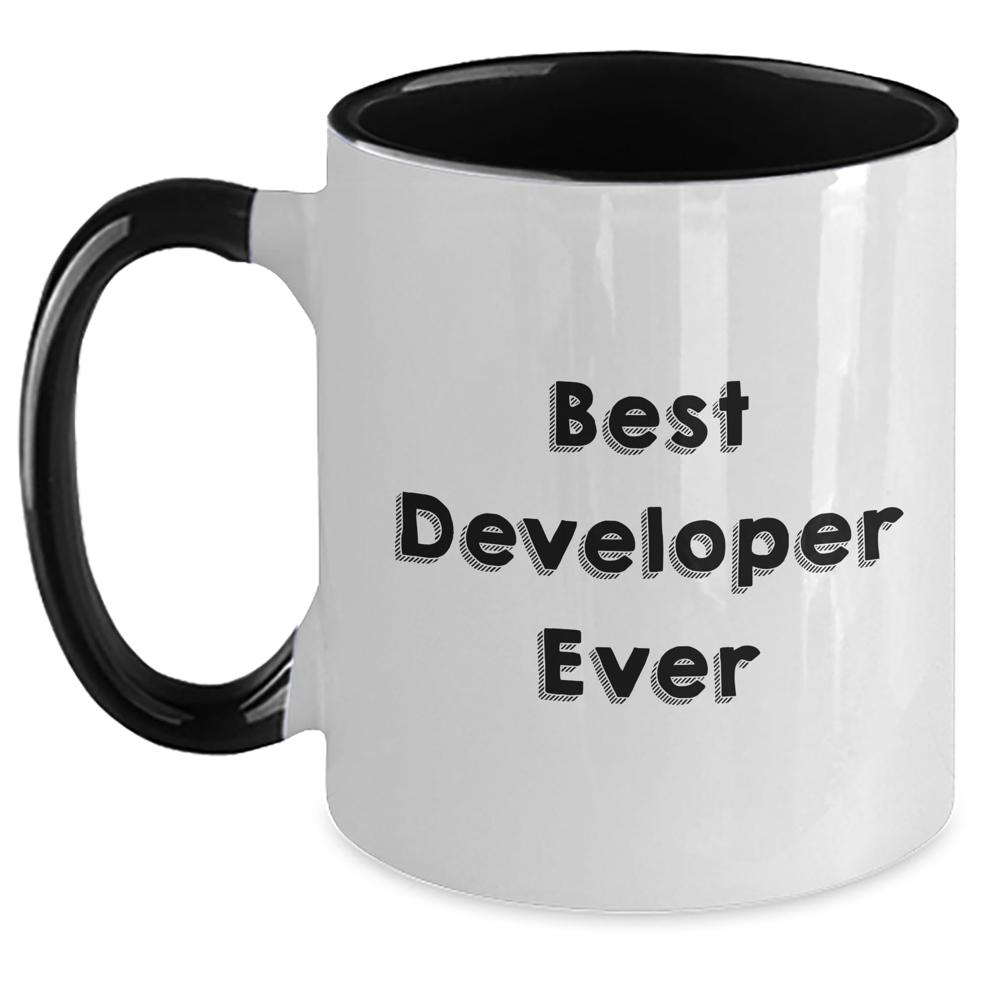 Christmas Unique Gifts for Best Developer Ever Funny Quote, Developer Gifts from Friends, Two Tone Coffee Mug for Men, Best Developer Ever Quote Funny
