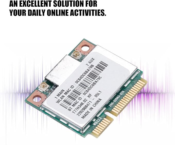 Tarjeta de Red Dual Band AUNMAS AR5B22 2.4 GHz / 5 GHz, 300 Mbps, Bluetooth 4.0, Interfaz Mini PCI-E miniatura 3