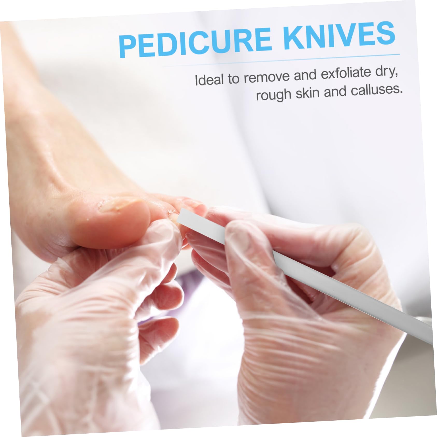 Set Argento di Coltelli per Pedicure 7 Pezzi in Acciaio Inox | Lega ad Alto Manganese e Pu, Uso Professionale e Domestico, per Rimuovere Calli e Pelle Secca