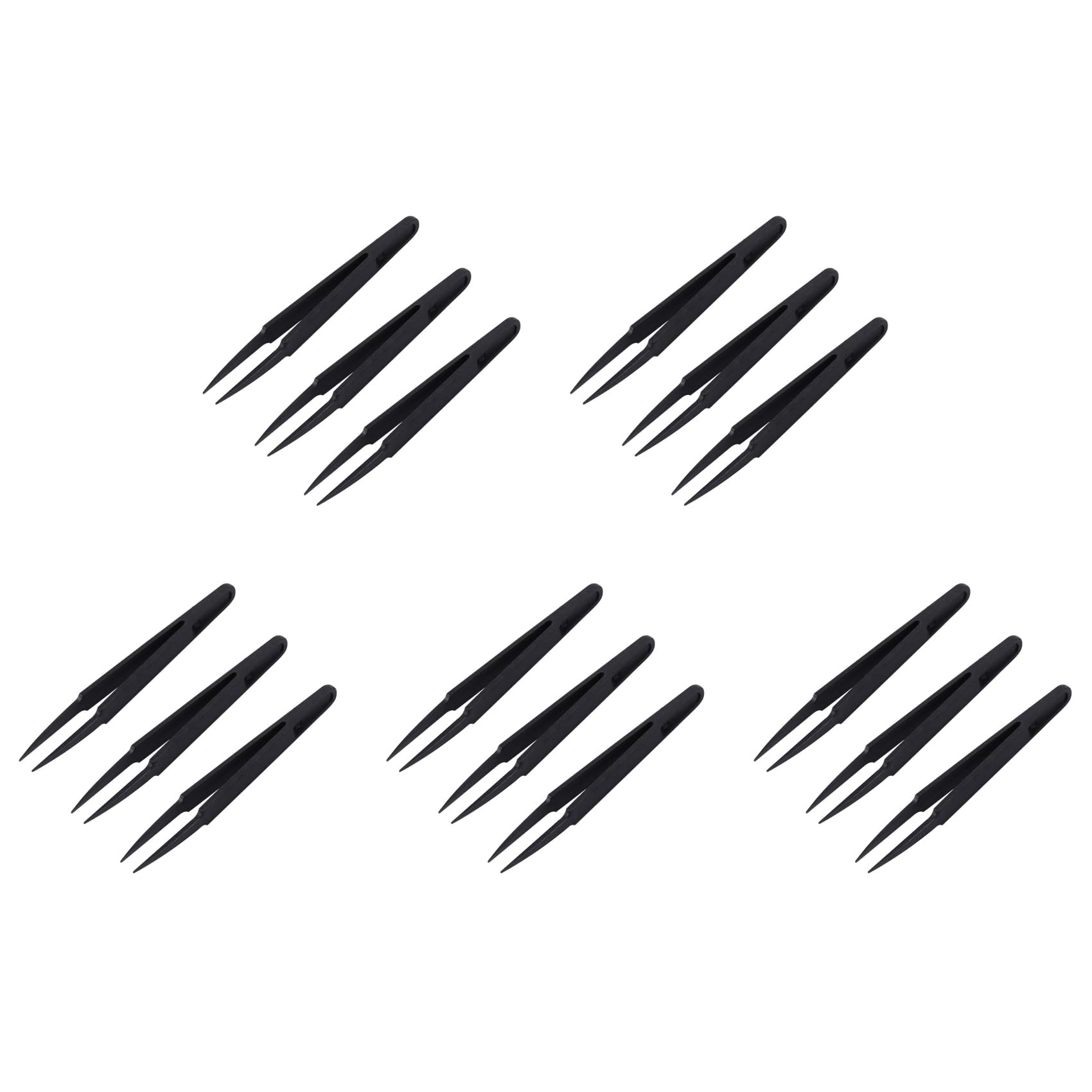 Jnchdghwa Black 15 Pcs Plastic Electronic Pointy Tip Anti-Static Tweezers