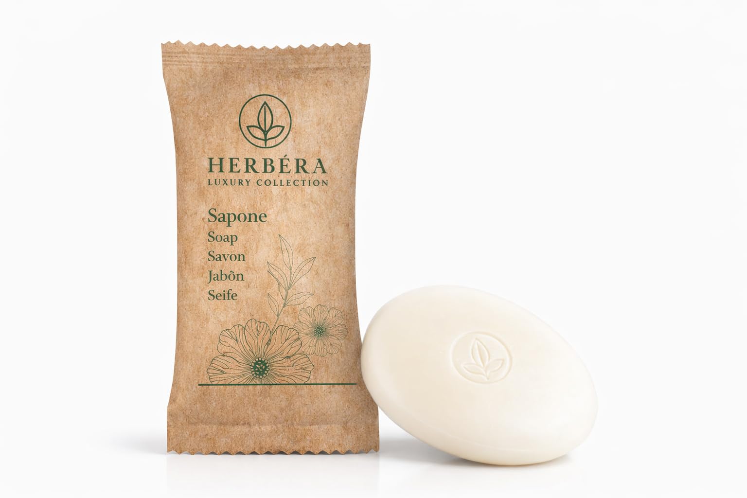 Saponetta profumata flow pack 10g 600 szt. Confezione Hotel HERBERA Natura carta Bio