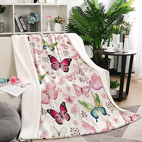 Cyrekud Butterfly Blanket,Butterfly Gifts For Women Birthday Throw Blanket,Butterfly Gifts For Girls Blanket,Pink Butterfly Blanket For Butterfly Lovers,Sofa Couch Beds Christmas Decor 50X60 Inches #TOP4