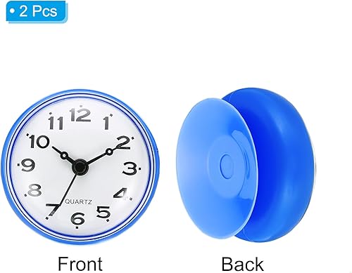 Miniatura 3 de PATIKIL Reloj de ducha impermeable, paquete de 2 mini relojes de pared silenciosos sin tictac con ventosa para baño, cocina, decoración del hogar,