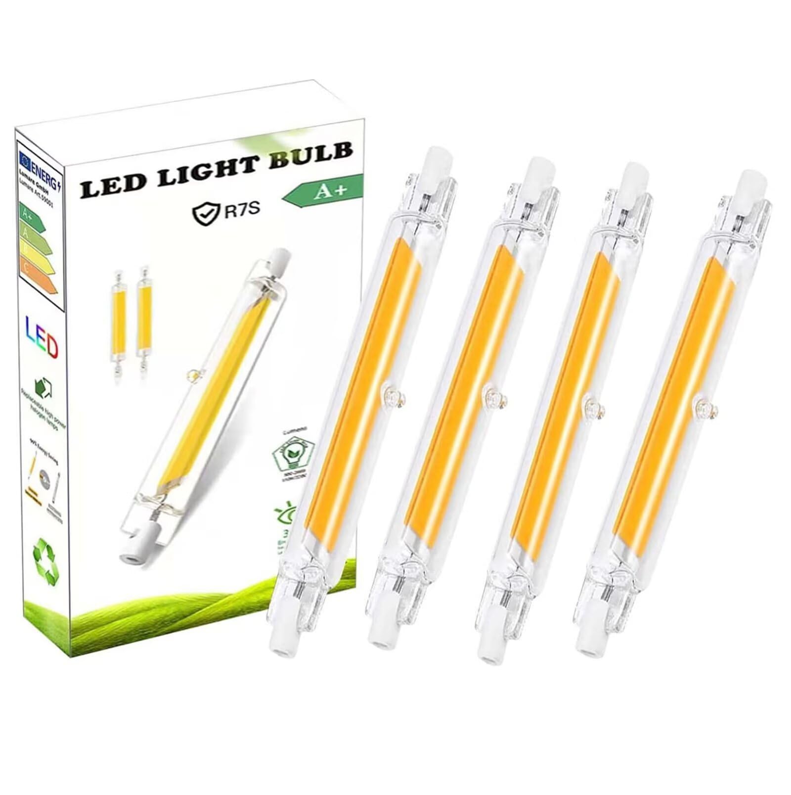 Fecifte R7S LED Bulb 118mm Dimmable 20W Equivalent 100w 200W Halogen, 4000K Natural White J Type T3 Double Ended Flood Light, 4Pack