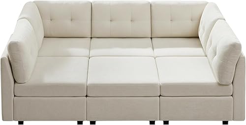 Miniatura 3 de VANOMi Sofá modular seccional, sofás seccionales para sala de estar, sofá modular de nube de 5 asientos con 1 otomana, 91 pulgadas de ancho