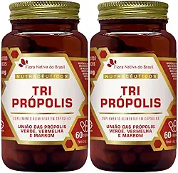 KIT 2X Tri Própolis (Própolis Vermelha, Verde e Marrom) 60 Cápsulas - Flora Nativa